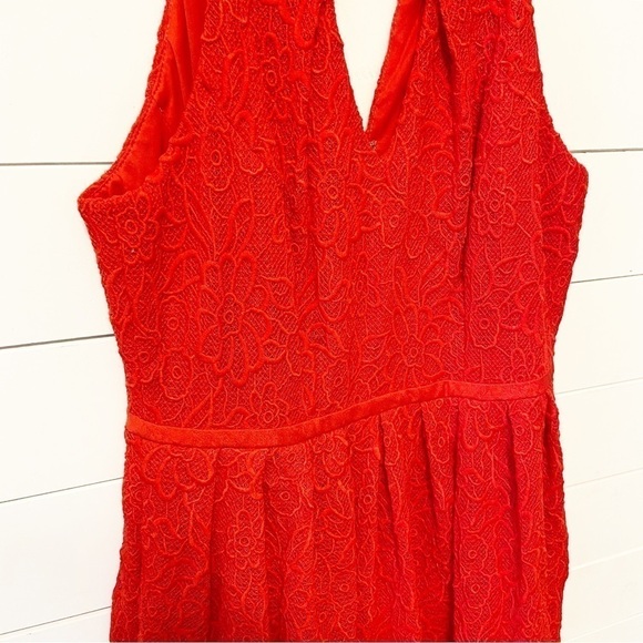 Adrianna Papell | Red Fit and Flare Lace Formal Dress Size 10 - Picture 6 of 12